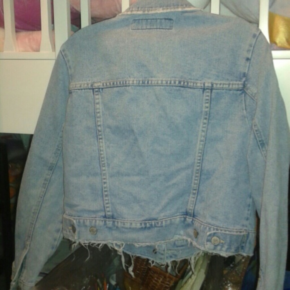 Paris Blues vintage 90s Denim cropped Jean Jacket - Blue Distressed - Picture 5 of 8